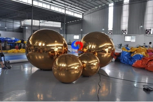 Fast delivery 230cm golden giant big christmas decoration ball christmas ball mirror inflatable gold ball for outdoor decor