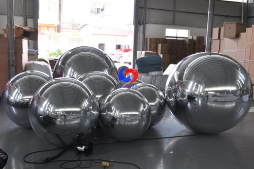 7-10 business day lead time Event Design Ceiling decor sizes 24''-60'' Silver Inflatable Mirror Ball/Sphere for sale