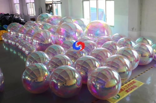iridescent inflatable mirror balls pvc chrome sphere pvc metallic inflatable mirror ball rainbow inflatable mirror ball