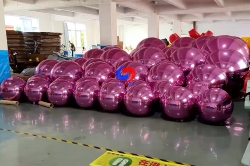 Custom Order corporate gathering event decorations Inflatable Light Pink Mirror Ball Spheres with inflate/deflate pump