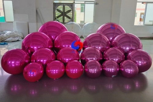 strong svisual impact mirrored effect red rose light pink pvc balloon Metallic spheres for embellishing clubs parties