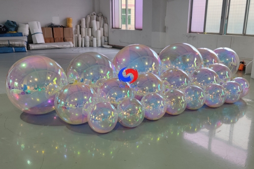 3-4 foot christmas decoration colorful mirrored disco shiny ball giant iridescent inflatable mirror balls wholesale
