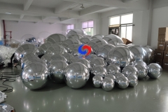 roof hanging reflective pvc shiny inflatable balloons sealed gold/silver mirror ball for christmas event decoration