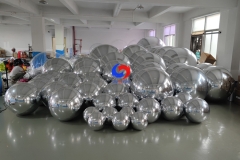 roof hanging reflective pvc shiny inflatable balloons sealed gold/silver mirror ball for christmas event decoration