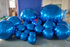 Bespoke event backdrop styling christmas disco mirror balls big shiny blue decor sphere inflatable mirror ball blue