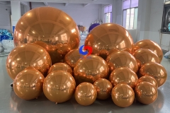 Hanging shiny inflatable mirror ball balloon giant mirror sphere orange /copper colorful disco mirror ball for decor