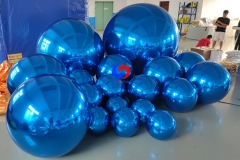 Bespoke event backdrop styling christmas disco mirror balls big shiny blue decor sphere inflatable mirror ball blue