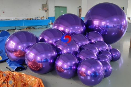 Purple big shinny ball PVC Inflatable Reflective Ball Christmas Mirror Sphere Purple Inflatable Sphere Mirror Balloon