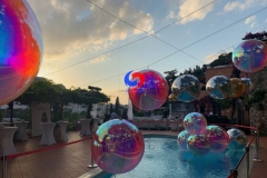 Giant Event Decoration PVC Floating Magic color Sphere Mirror Balloon Disco Shinny Iridescent Inflatable Mirror Ball