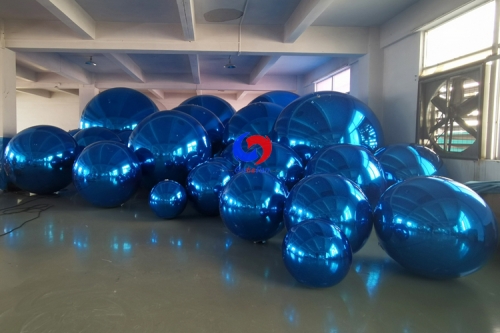 birthday christening decor balloons Navy blue color giant mirror spheres balls dark blue big shiny inflatable spheres