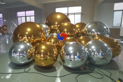 Re-inflatable big shiny balls Giant Inflatable chrome ball ornaments Gold Silver big shiny balloon for multiple uses