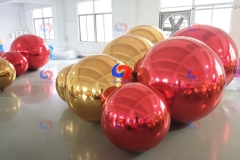 Christmas Time Event Holiday Party Decor Giant Balloon Arch Huge Gold /Golden/ Red Big Shiny Inflatable Mirror Balls