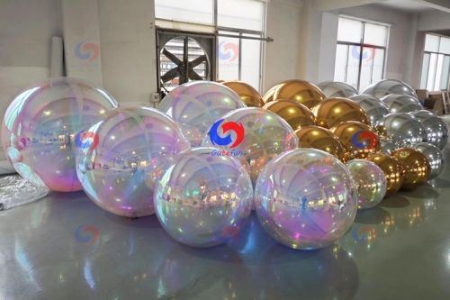 different sizes golden metallic balls inflatable iridescent decorative hanging balls giant inflatable iridescent balls