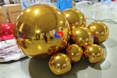 Supplying & Styling bespoke balloon displays corporate event birthday decor big shiny silver golden inflatable mirror balls