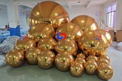 custom big shiny balls gold balloons decor baby shower decoration giant golden inflatable mirror balls/spheres