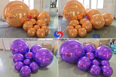 Birthday party decor new giant teal big shiny orbs big shiny blue metallic inflatable spheres/mirror balls/balloons