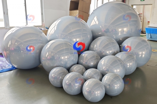 Stunning party events balloon backdrop decoration new giant pearl white big shiny inflatable mirror balls/decor spheres