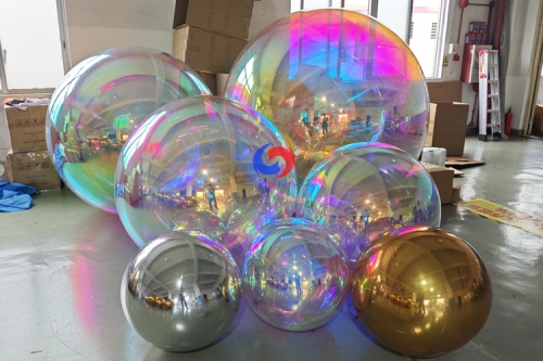 New advertising giant balls decoration silver/pearl iridescent/gold PVC floating ball Disco shiny inflatable mirror balls
