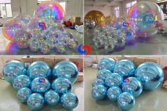New advertising giant balls decoration silver/pearl iridescent/gold PVC floating ball Disco shiny inflatable mirror balls