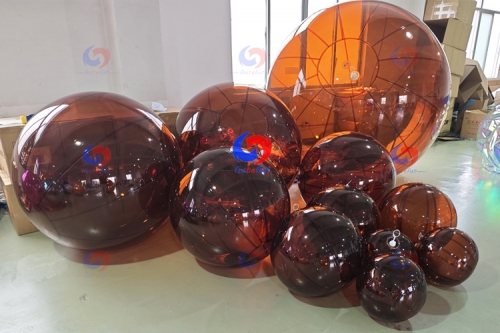 Custom big shiny clear brown bubble balloons/giant spheres/mirror balls for events decorator artist rental occasions