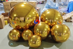 1.3ft / 3.0ft/ 4.0ft largest size and smallest size big shiny golden inflatable mirror balls gold balloons with air pumps