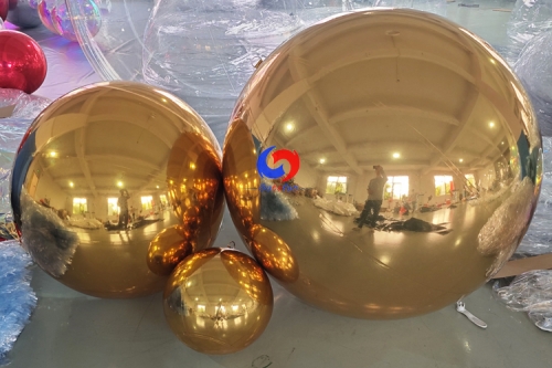 1.3ft / 3.0ft/ 4.0ft largest size and smallest size big shiny golden inflatable mirror balls gold balloons with air pumps