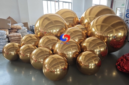 2ft/2.6ft/3.3ft/5ft/ 6ft/6.6ft decorative gold colours inflatable mirror balloons golden big shiny balls with pumps